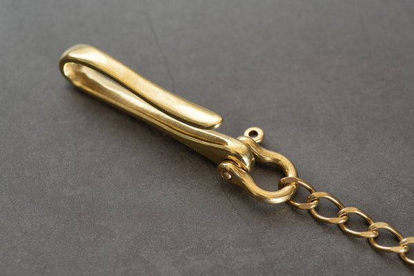 Solid Brass Wallet Chain with Fish Hook