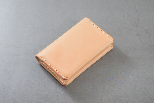 Natural Leather Folded Business Card Holder