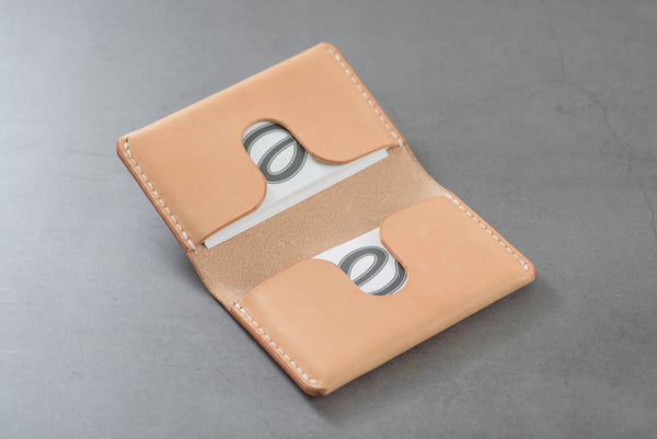 Natural Leather Folded Business Card Holder