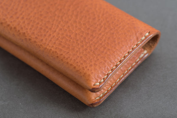 6 COLORS - Minerva Box Leather Folded Business Card Holder