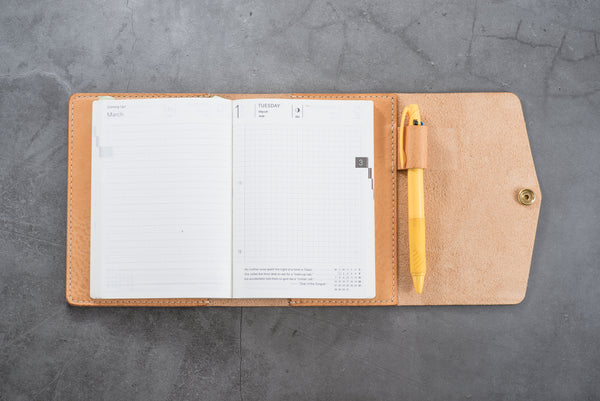 6 COLORS - A6/Hobonichi/Midori MD Natural Pebbled Leather Trifold Notebook Cover