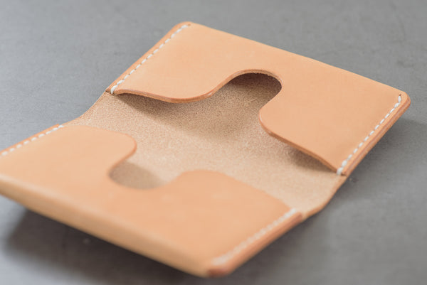 Natural Leather Folded Business Card Holder