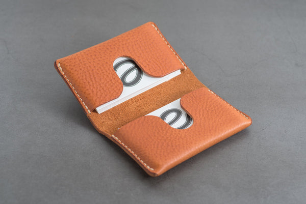 6 COLORS - Minerva Box Leather Folded Business Card Holder