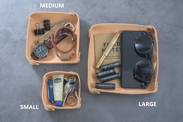 12 COLORS - Small Brown Buttero Leather Square Catchall Tray - Malloria