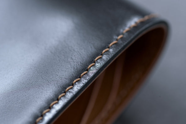 Customizable - 6-Slot Black and Whiskey Shell Cordovan Leather Billfold Wallet