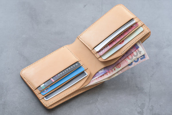 7 COLORS - 6-Slot Olive Green Shell Cordovan & Natural Leather Billfold Wallet