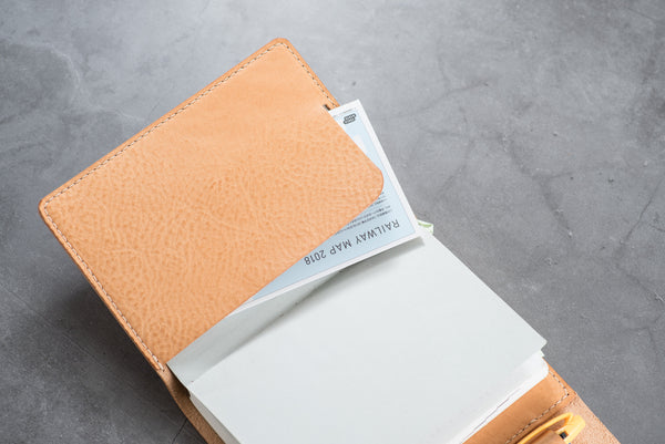 6 COLORS - A6/Hobonichi/Midori MD Natural Pebbled Leather Trifold Notebook Cover