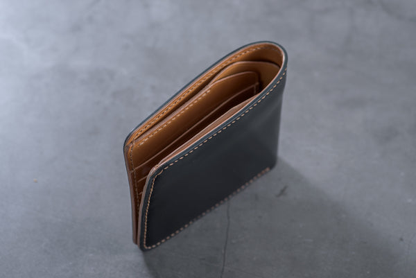 Customizable - 6-Slot Black and Whiskey Shell Cordovan Leather Billfold Wallet