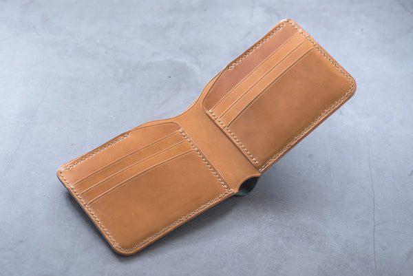 Customizable - 6-Slot Black and Whiskey Shell Cordovan Leather Billfold Wallet