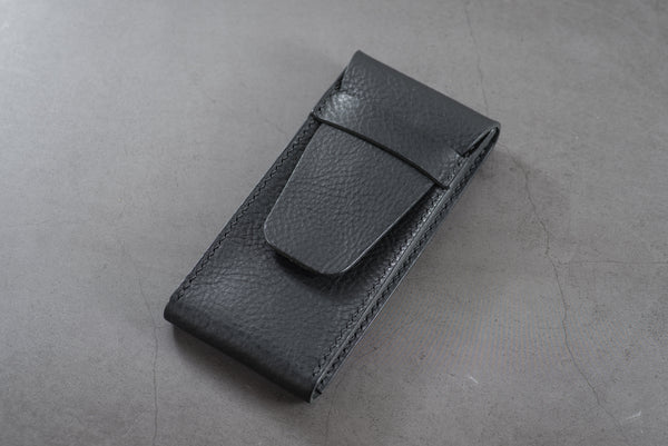 Black Minerva Box Vegetable tanned Leather Watch Pouch