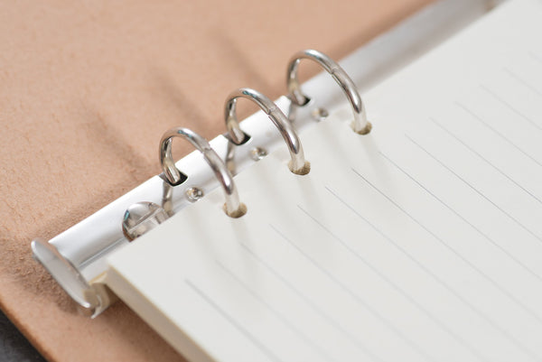 Natural Leather Binder Cover with Elastic Closure for Filofax