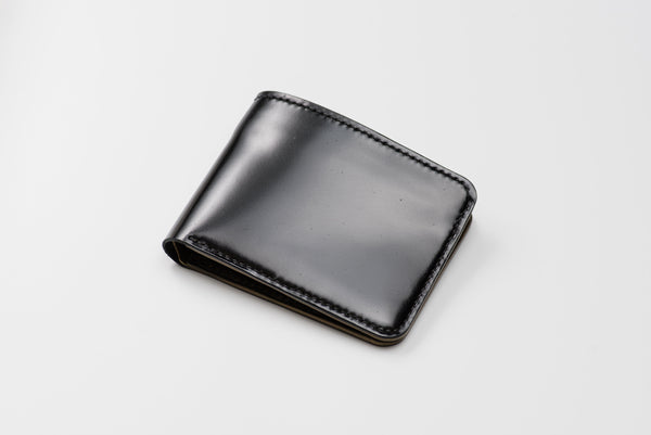 Customizable - 4-Slot Black & Olive Green Shell Cordovan Leather Billfold Wallet