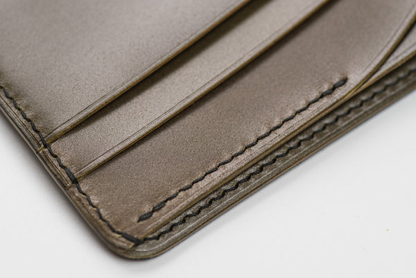 Customizable - 4-Slot Black & Olive Green Shell Cordovan Leather Billfold Wallet