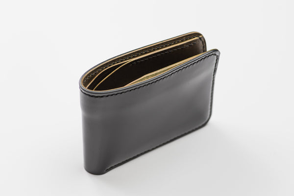 Customizable - 4-Slot Black & Olive Green Shell Cordovan Leather Billfold Wallet