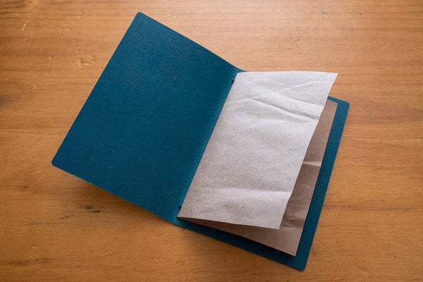 12 Colors - Letter-sized Menu Covers, Buttero Italian Vegetable Tanned Leather in Navy Blue (8.5x11) - Malloria