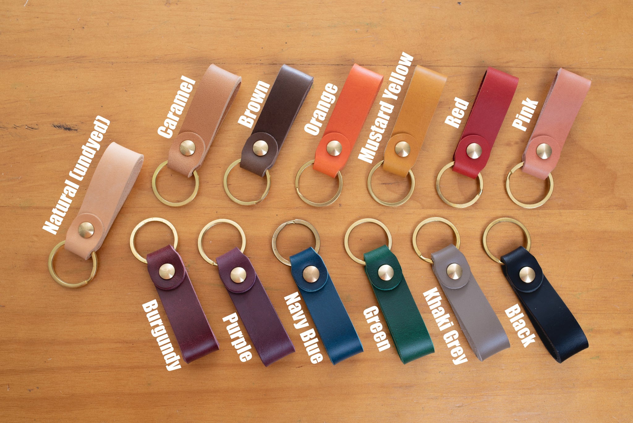 13 Colors - Personalizable Leather Key Fob - Malloria